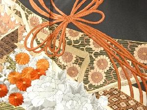アンティーク　組紐に牡丹・菊模様刺繍留袖(比翼付き)